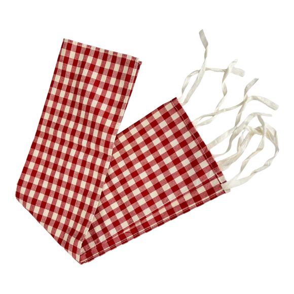 American Girl Felicity Post Bed Curtain w/ Ties 10.5"W x 22"L Red Check Bedding - Picture 5 of 6